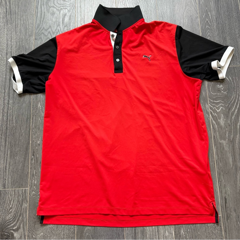 Puma Men’s Large Red Golf Polo Performance Athletic Shirt